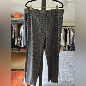 Veronica Beard Women’s Black and White Checkered Pants with Grosgrain detail